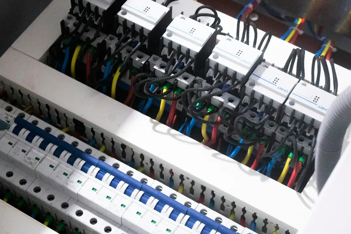 Câblage neuf raccordé dans un tableau